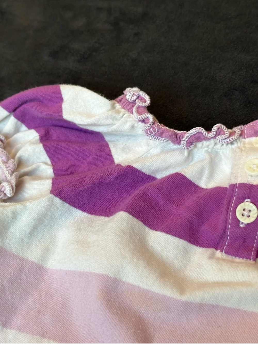 Old Navy Girls' Purple, Light Pink & White Striped Short Sleeve Top